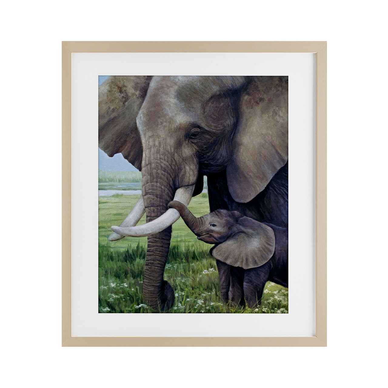 Stupell Industries Baby Elephant And Mother Framed Print Under Glass, design by James Corwin